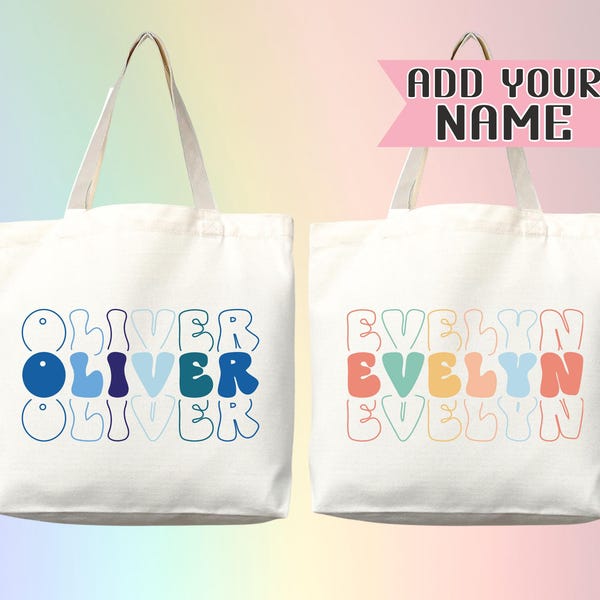 Personalized Name Tote Bag Custom Name Tote Bag Custom Tote Shopper Womens Bag Customized Name Gift For Her Kids Bag School Bag For Kids