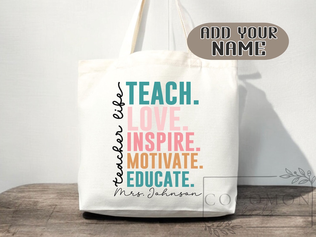 Personalized Teacher Tote Bag: Custom Teacher Appreciation Gift - Etsy