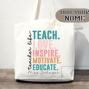 Sac de remerciement pour enseignant Sac fourre-tout en toile Cadeau pour enseignant personnalisé en toile Cartable personnalisé Cabas pour enseignant cadeau réutilisable