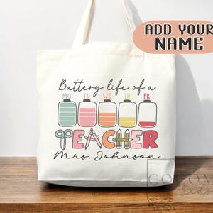 Sac de remerciement pour enseignant Sac fourre-tout en toile Cadeau pour enseignant personnalisé en toile Cartable personnalisé Cabas pour enseignant cadeau réutilisable