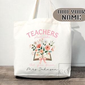 Sac de remerciement pour enseignant Sac fourre-tout en toile Cadeau pour enseignant personnalisé en toile Cartable personnalisé Cabas pour enseignant cadeau réutilisable