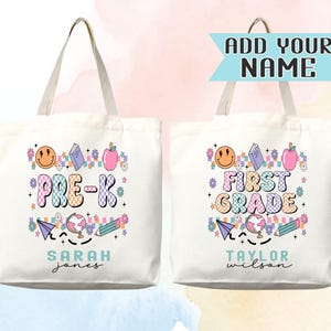 Sac fourre-tout personnalisé avec prénom Sac fourre-tout personnalisé avec prénom personnalisé Sac shopping femme Cadeau prénom personnalisé pour elle Sac enfant Cartable pour enfant