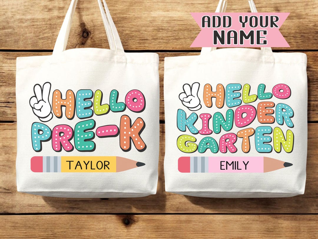 Personalized Kids Canvas Tote Bag: Custom Name School Bag - Etsy