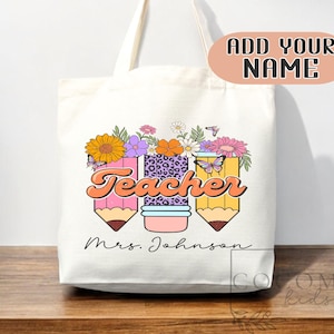 Sac de remerciement pour enseignant Sac fourre-tout en toile Cadeau pour enseignant personnalisé en toile Cartable personnalisé Cabas pour enseignant cadeau réutilisable