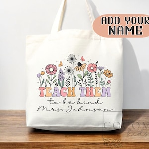 Sac de remerciement pour enseignant Sac fourre-tout en toile Cadeau pour enseignant personnalisé en toile Cartable personnalisé Cabas pour enseignant cadeau réutilisable