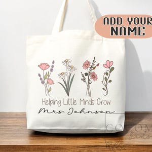 Cadeau de remerciement pour enseignant Sac fourre-tout en toile Cadeau personnalisé pour enseignant cartable d'école personnalisé Cadeau pour enseignant fourre-tout réutilisable