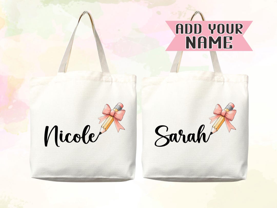 Personalized Kids Canvas Tote Bag: Custom Name School Bag - Etsy