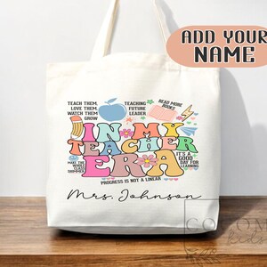 Sac de remerciement pour enseignant Sac fourre-tout en toile Cadeau pour enseignant personnalisé en toile Cartable personnalisé Cabas pour enseignant cadeau réutilisable