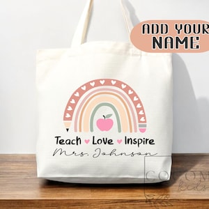 Sac de remerciement pour enseignant Sac fourre-tout en toile Cadeau pour enseignant personnalisé en toile Cartable personnalisé Cabas pour enseignant cadeau réutilisable