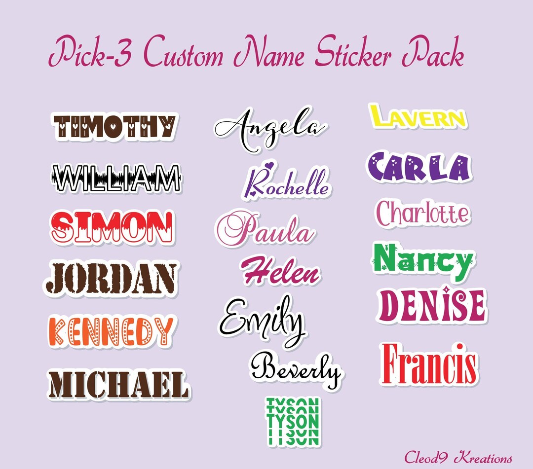 First Name Stickers Personalized Stickers Custom Name Stickers Waterproof Stickers Water ...