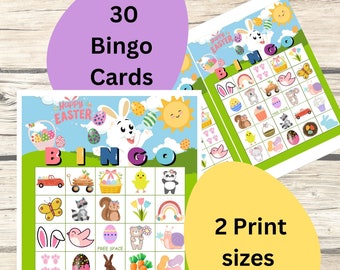 Easter Bingo - Printable - 30 Bingo Cards - BONUS Paper Easter Basket