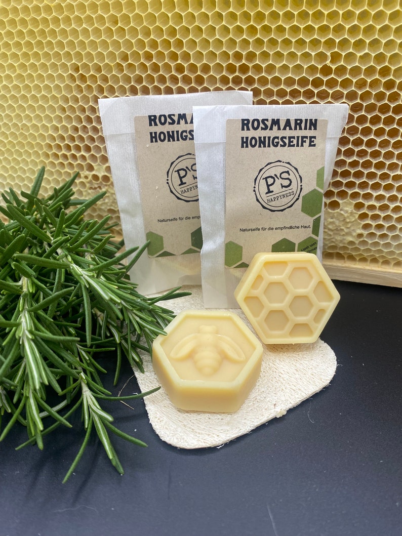 Rosemary honey soap from our own beekeeping mild and pure with olive oil image 1