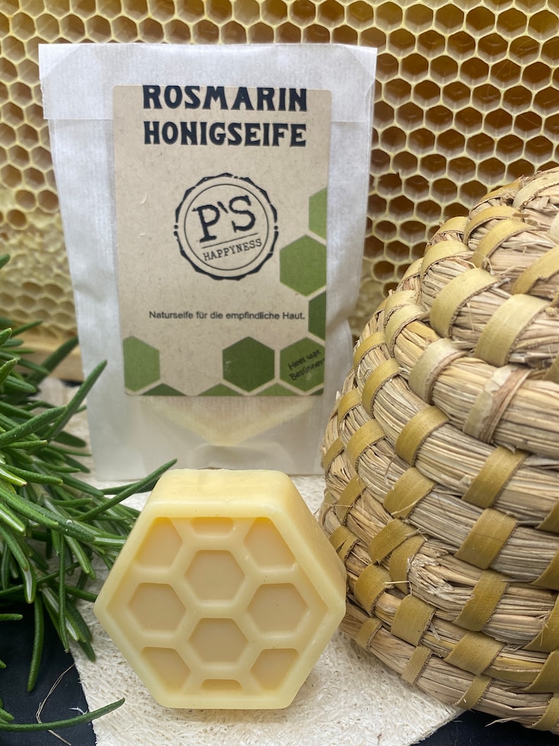 Rosemary honey soap from our own beekeeping mild and pure with olive oil image 4