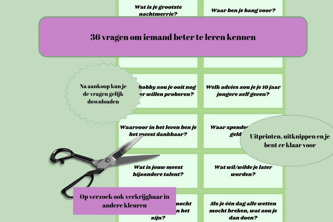 Question Tools Dutch 36 Printable Questions: Get to Really Know Someone Perfect for New ...