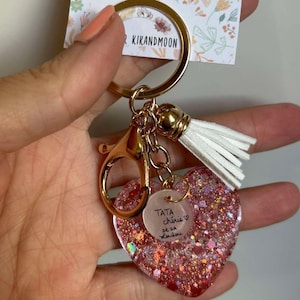 Glittery Heart Keychain with a personalized medal, gift Do you want to be my Godmother? My Godfather? Godmother Announcement Godfather Announcement