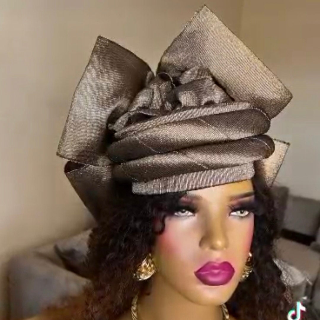 African Gele Zara Cap Pretied Gele Head Wrap Aso Oke Etsy