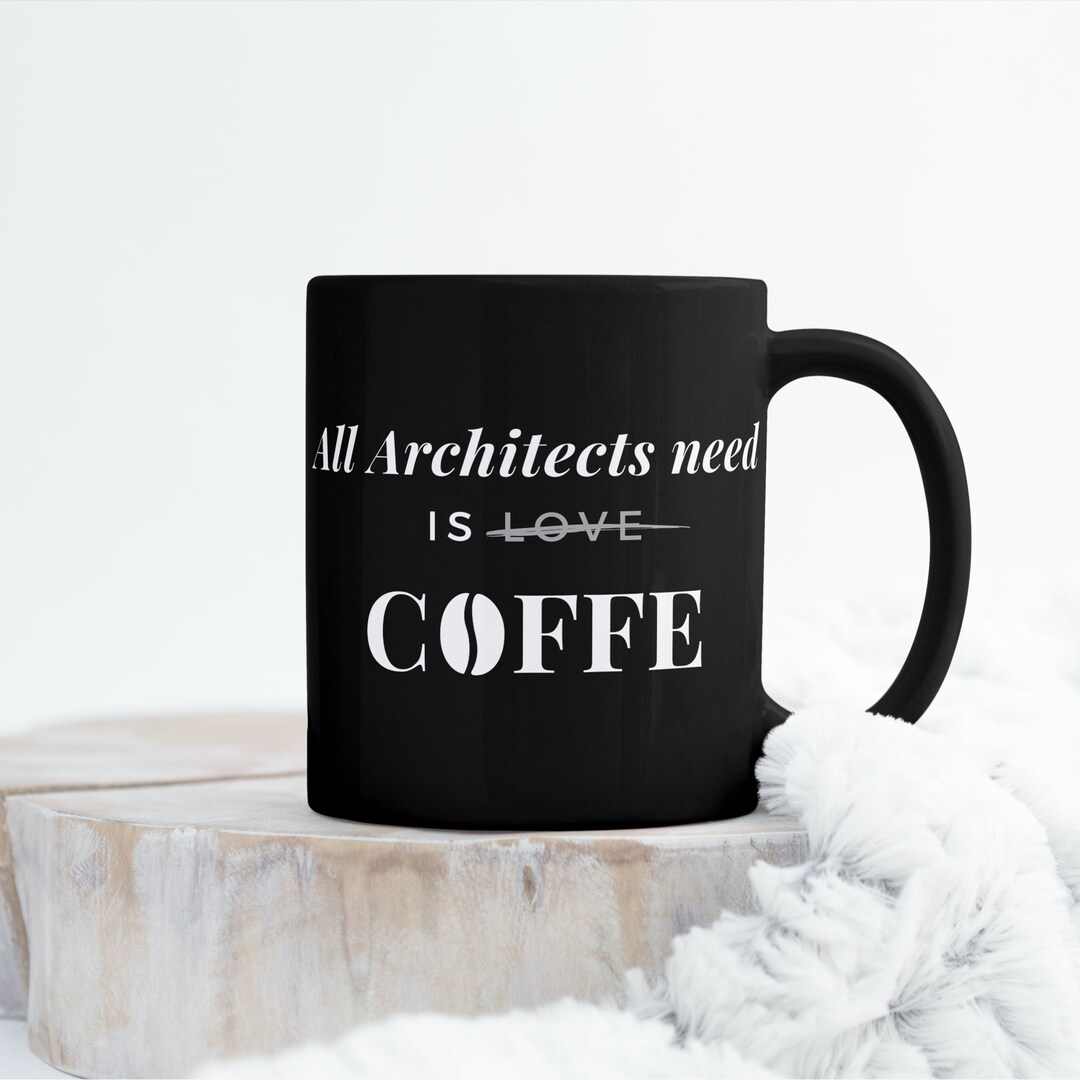 Black Architect Coffee Mug, Coffee Love Architect Gift, Gift for