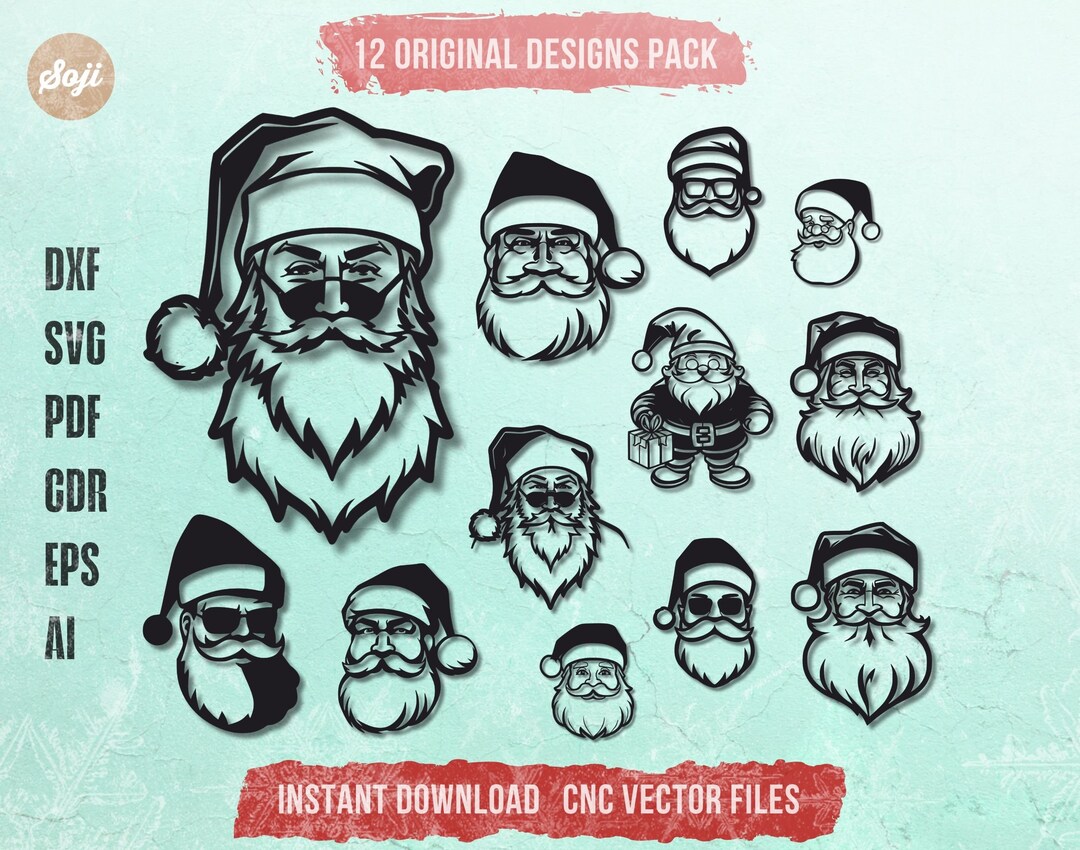 Santa Claus Svg Bundle Laser Cut Files Christmas Dxf File Cricut Files ...