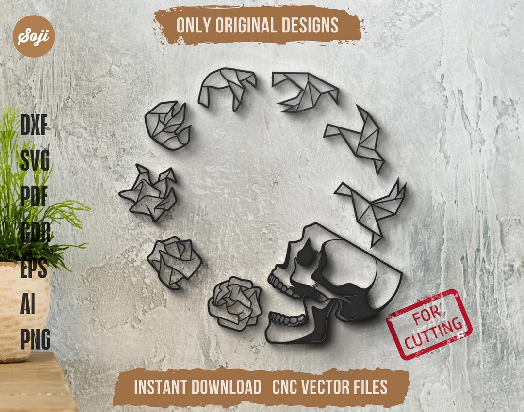 Human Skull Svg – Laser Cut Dxf Cdr Vector File for CNC, Cricut ...