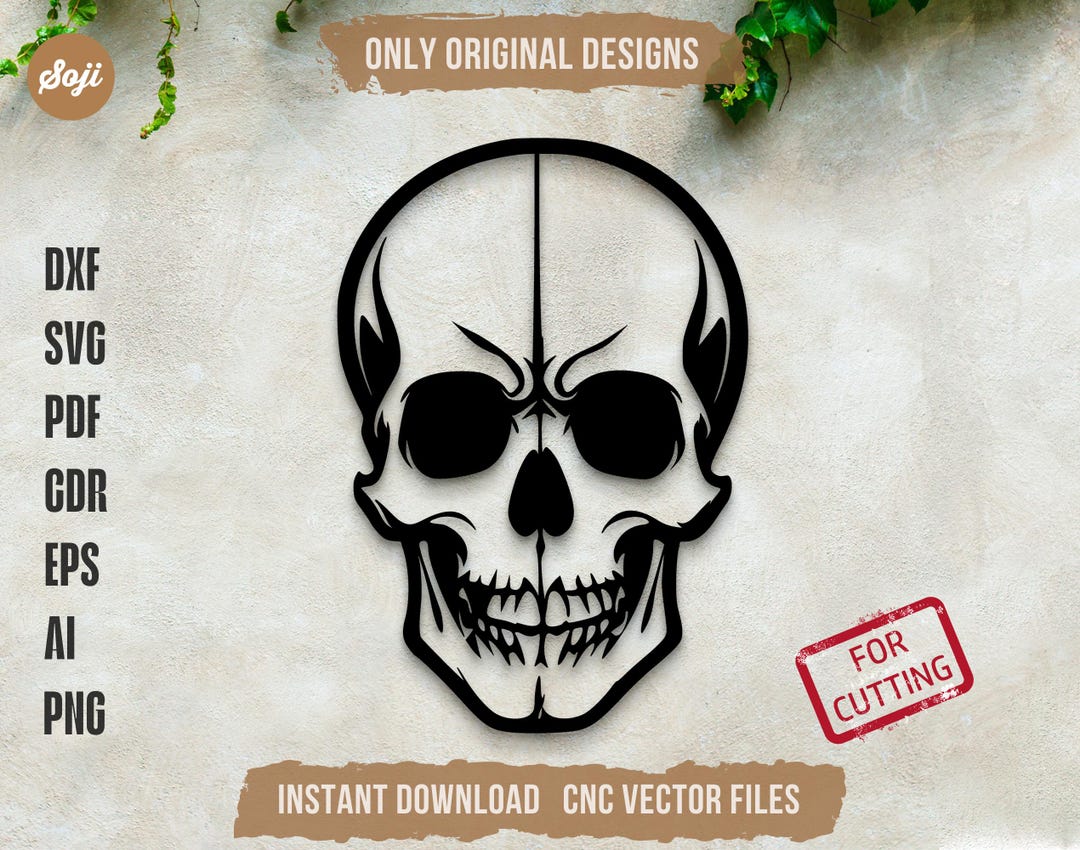 Human Skull Svg – Laser Cut Dxf Cdr Vector File for CNC, Cricut ...