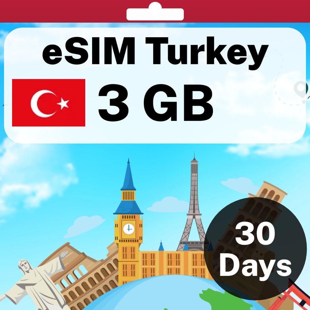 Esim Turkey 3 Gb 30 Days Travel Esim No Physical SIM - Etsy