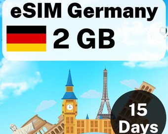 eSIM Germany - 2 Gb - 15 Days - Travel eSIM, No Physical SIM Card Required