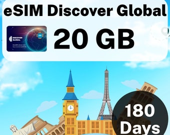 eSIM Discover Global - 20 Gb - 180 Days - Travel eSIM, No Physical SIM Card Required