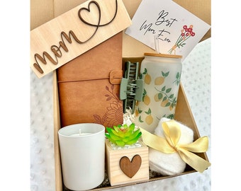 Caja de regalo grabada personalizada del Día de las Madres, el mejor paquete de cuidado de mamá, regalo de cumpleaños para mamá pensando en ti, regalo para la abuela, regalo para ella