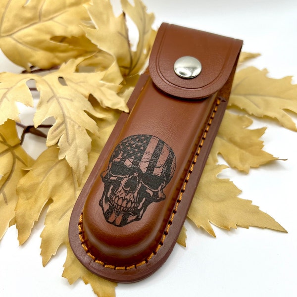 Leather Engraved Folding Knife Sheath Camping Knife Multitool Leather Holster Fabric Holster Sheath For Hunting Knife Handmade Knife Holder