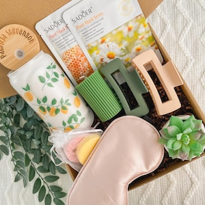 Cesta de presentes de autocuidado para ela, pacote de cuidados personalizado para madrinha, conjunto de presentes para madrinha de casamento, caixa de presente de saúde mental, presente de formatura personalizado