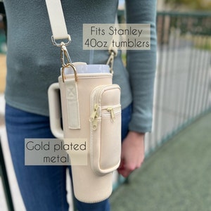 40 oz Handle Tumbler Travel Pouch Stanley Accessories Protective Sleeve Wearable Cup With Removable Straps Gift Phone And Key Holder Bag