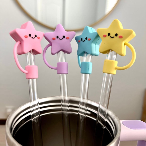 Cute Star Charm Topper For Straw Silicone Star Cover Tumbler Straw Accessory Reusable Straw Dust Cover Perfect Gift For Tumbler Lover