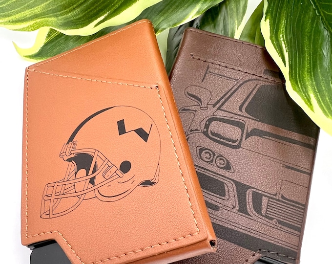 Personalized Unique Groomsmen Leather RFID Wallet Monogrammed Boyfriend Gift Fiancé Customized Engraved Front Pocket Wallet Gift For Him