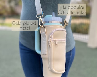 30 oz Tumbler Sleeve Protective Carrier Travel Pouch Accessories Phone And Key Holder Bag Wearable Cup Carrier With Removable Straps Gift