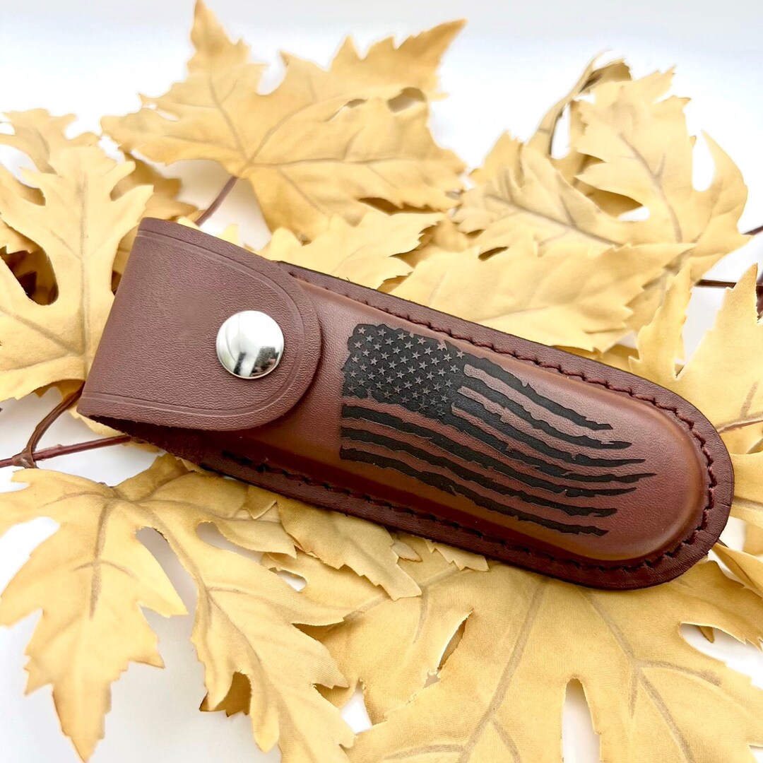 Leather Engraved Folding Knife Sheath Camping Knife Multitool Leather Holster Fabric Holster