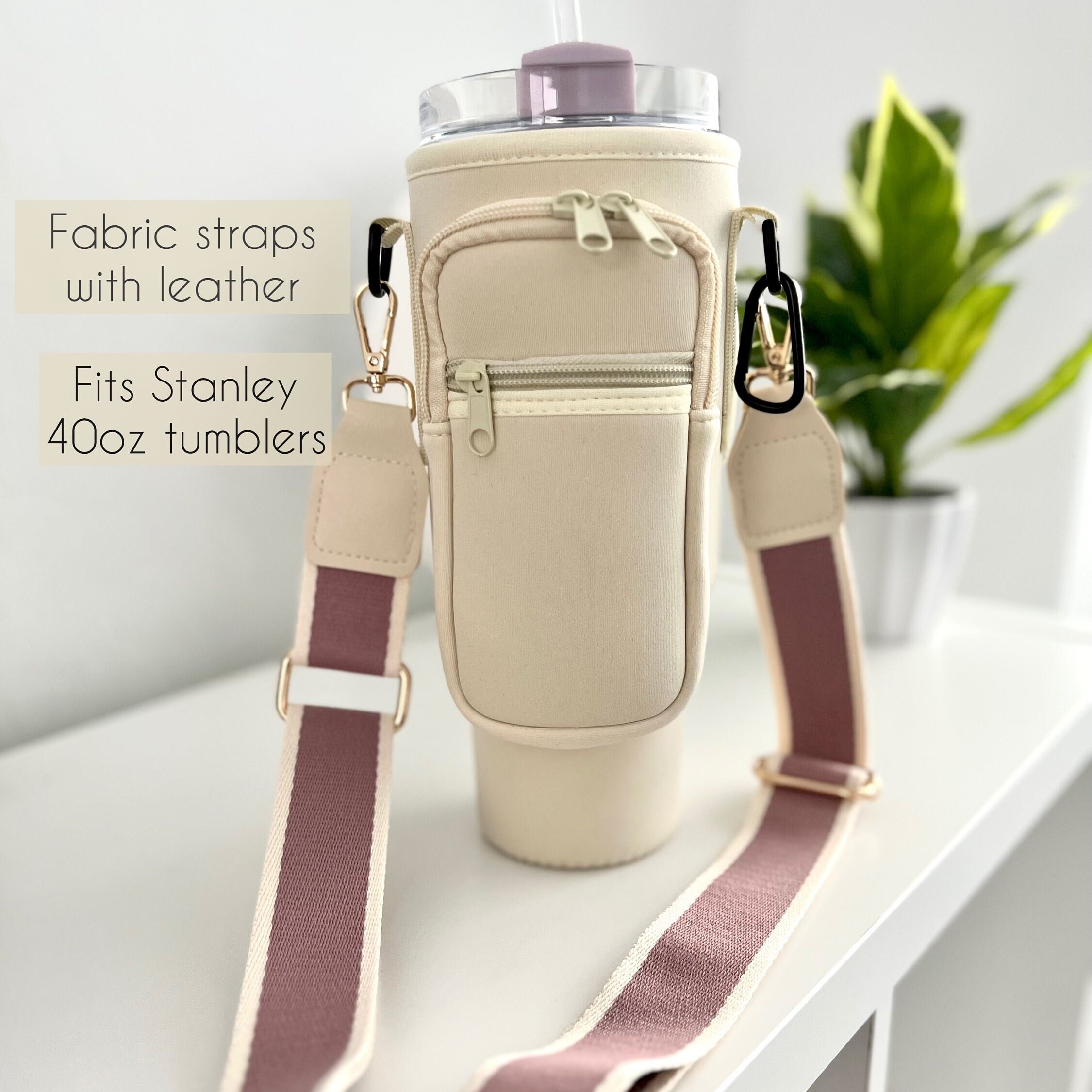 Stanley Cup Carrier Case With Embroidered Strap Stanley Cup Accessory Water  Bottle Carrier Gift for Traveler Stanley 40oz Stanley Cup Case 
