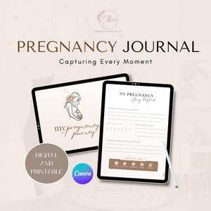 Journal numérique de grossesse personnalisable imprimable, cadeau souvenir pour une nouvelle maman, cadeau de shower de bébé, livre de souvenirs d'une étape importante de la grossesse, femme enceinte