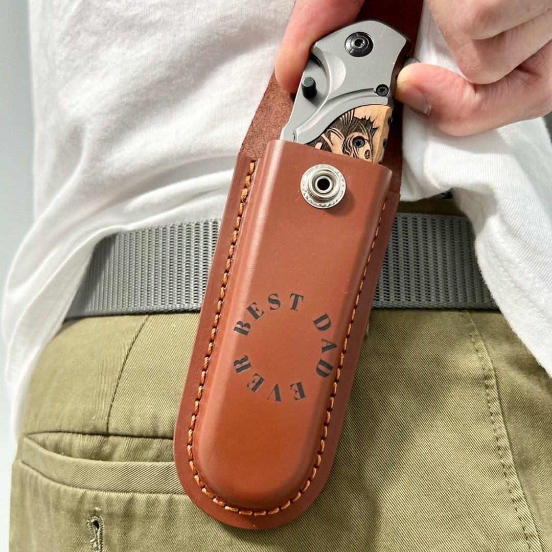 Engraved Leather Knife Case Knife Sheath Custom Pocket Knife Leather