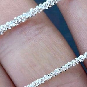 Margarita Chain Bracelet-.925 Sterling Silver Sparkle Rock Chain in 2 Widths and 2 Lengths, Italian Made-Ships from the USA
