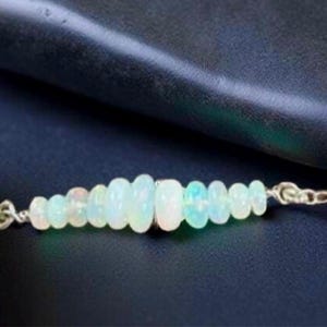 Ethiopian Opal Bar Pendant Necklace: Argentium Silver, Sterling Chain