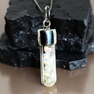 Opal and .925 Sterling Silver Necklace-White Ethiopian Opal-Gorgeous Striking Color & Vibrance-Unisex- Perfect Gift-Hand Made in the USA