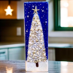 Arte de árvore de Natal em resina de vidro triturado: fita de conscientização para pendurar na parede