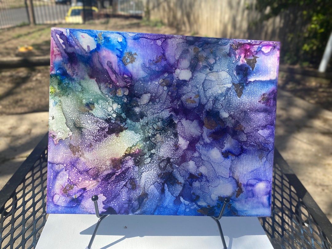Colorful Alcohol Ink Painting-flat Canvas Board-8x10 Wall Hanging ...