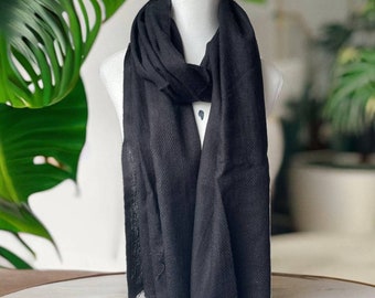 Black Cashmere Cotton Scarf