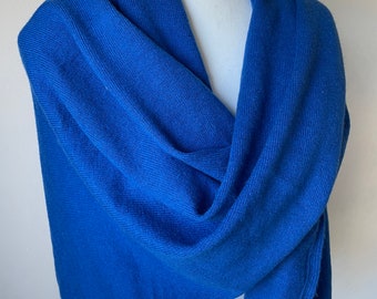 Royal Blue Pashmina Wool Silk Blend Wrap Shawl