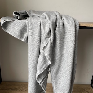 Grey Herringbone Pashmina wool Blanket Throw