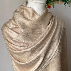 Cream Beige Pashmina Wedding Shawl