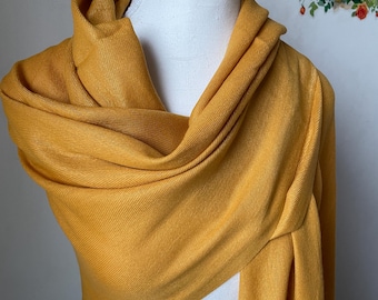 Mustard Yellow Pashmina Cotton Shawl Scarf Wrap