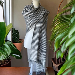 Unisex Grey Pashmina Shawl Long Scarf Houndstooth