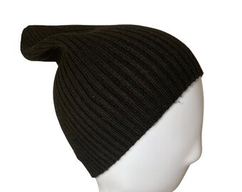 Black Pashmina Cotton Beanie